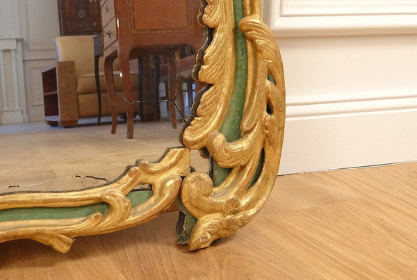 Large Regency Mirror Carved Wood Polychrome Gilt Shells Ice XVIII