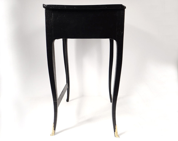 Table à écrire à écran Louis XV Bois Laqué Noir Cuir Rouge XIXème Siècle