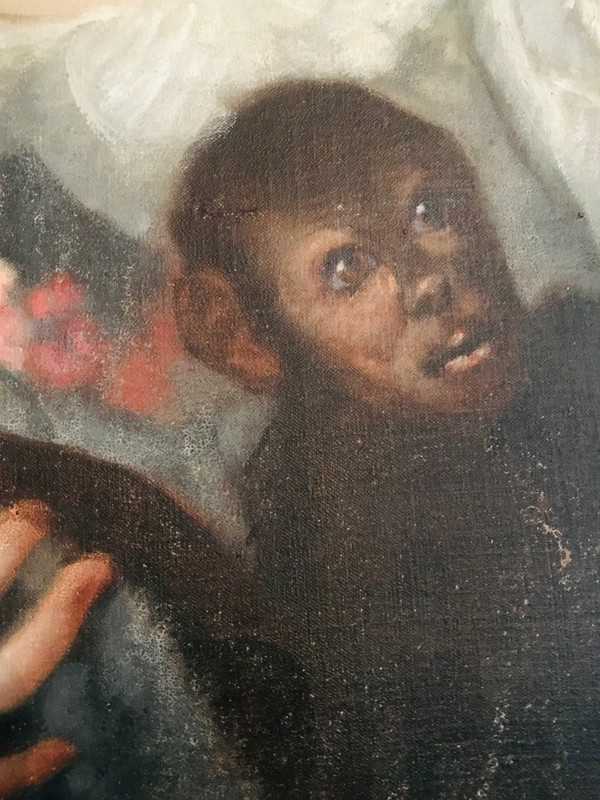 Gemälde „Junges Mädchen mit Affe“ nach Rosalba Carreira (1675/1745)