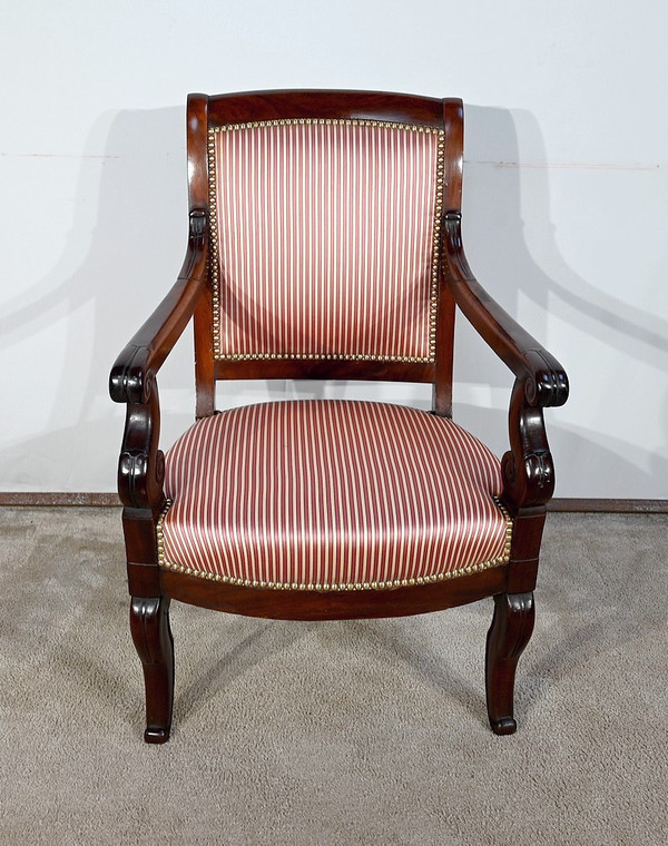 Poltrona in massello di Mogano Cubano, Periodo Restauro – Inizio XIX secolo