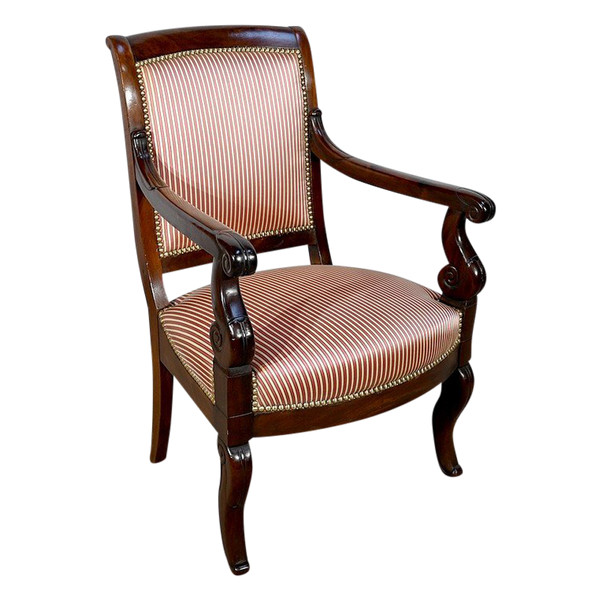 Poltrona in massello di Mogano Cubano, Periodo Restauro – Inizio XIX secolo