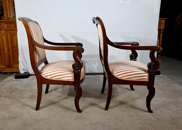 Coppia di Poltrone in Massello di Mogano Cubano, Periodo Restauro – Inizio XIX Secolo