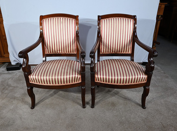 Coppia di Poltrone in Massello di Mogano Cubano, Periodo Restauro – Inizio XIX Secolo