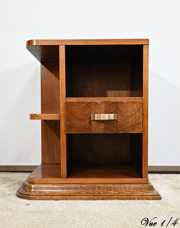 Small Walnut Bedside Table, Art Deco – 1920