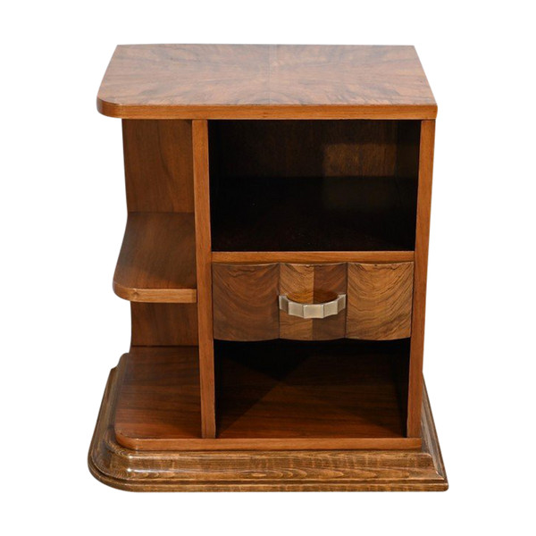 Small Walnut Bedside Table, Art Deco – 1920