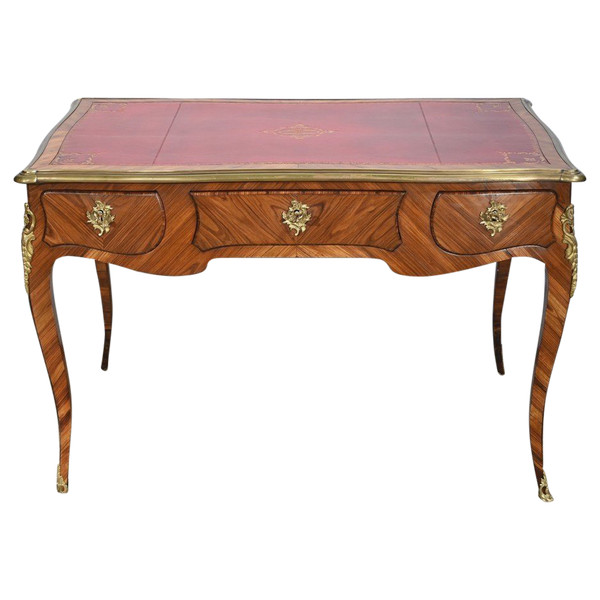 Bureau de Milieu en Bois Précieux, style Louis XV – Début XXe