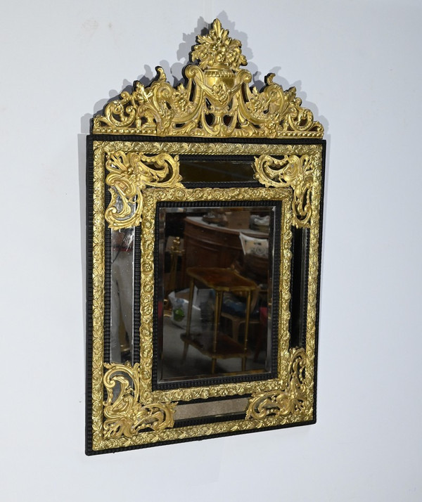 Specchio perlato in ottone, periodo Napoleone III – metà del XIX secolo
