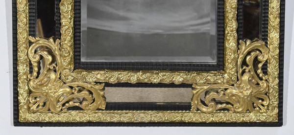 Specchio perlato in ottone, periodo Napoleone III – metà del XIX secolo