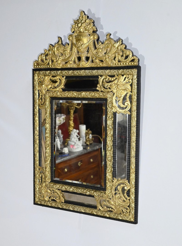 Specchio perlato in ottone, periodo Napoleone III – metà del XIX secolo