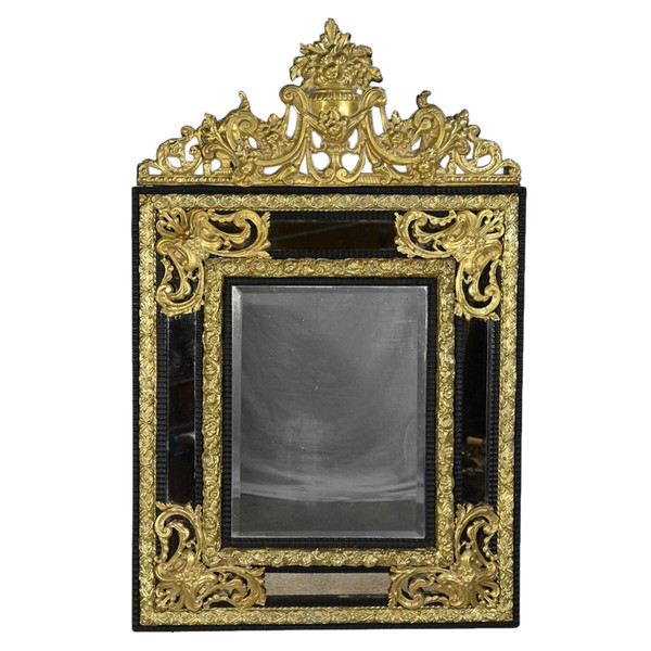 Specchio perlato in ottone, periodo Napoleone III – metà del XIX secolo