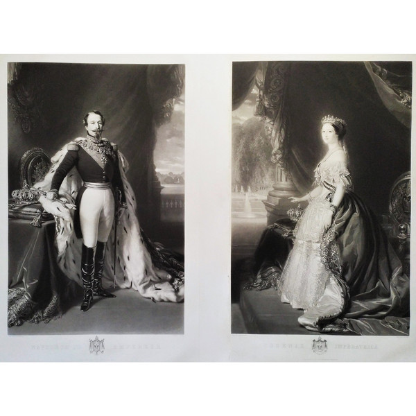 Stiche nach Winterhalter Napoleon III. Und Kaiserin Eugénie