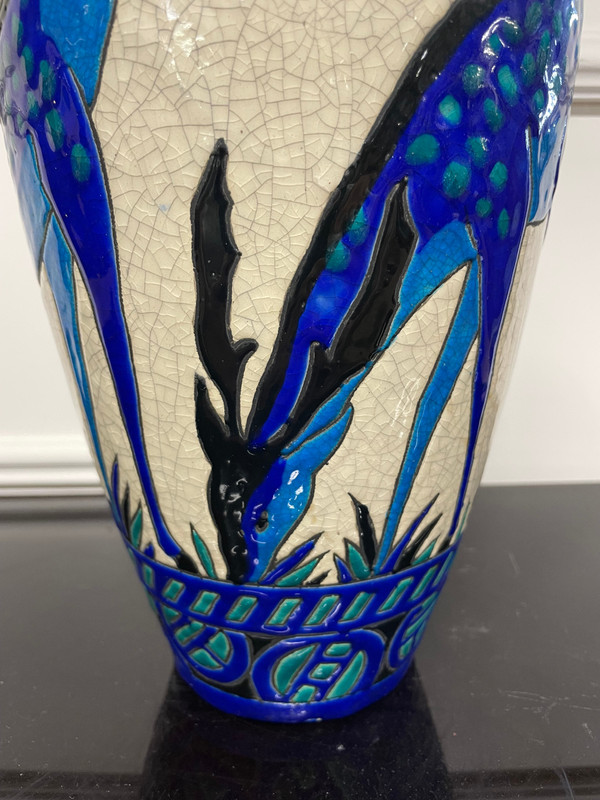 Charles Catteau - Boch La Louvière Vase With Deer Art Deco