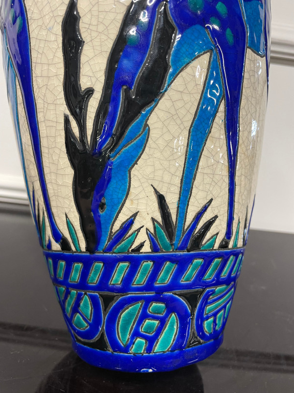 Charles Catteau - Boch La Louvière Vase With Deer Art Deco