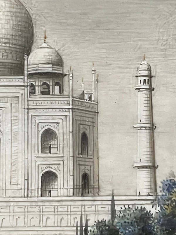 Miniature - View Of The Taj Mahal Agra In India Late 19th Century