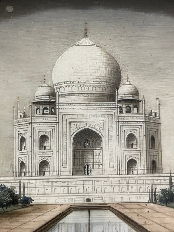 Miniature - View Of The Taj Mahal Agra In India Late 19th Century