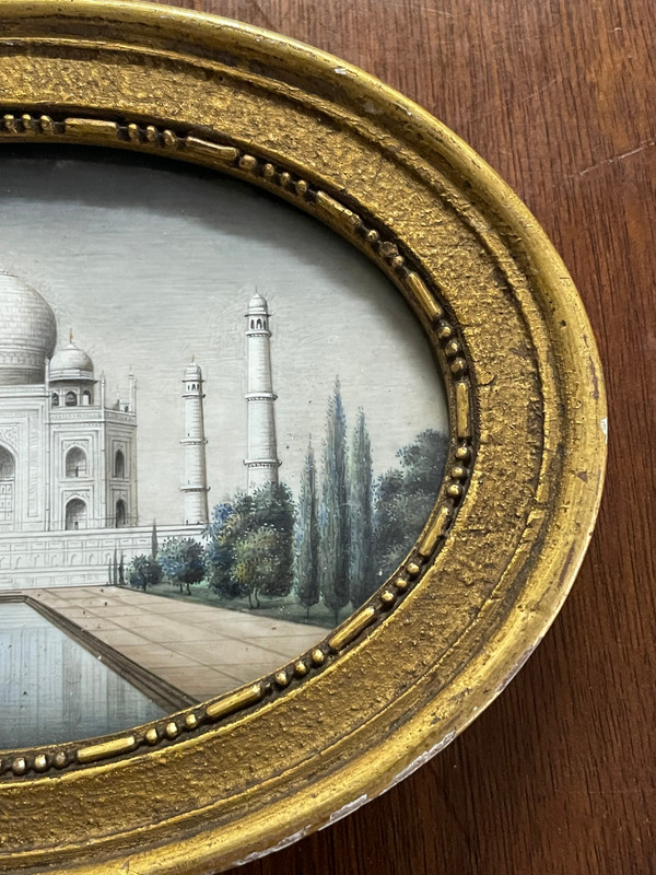 Miniature - View Of The Taj Mahal Agra In India Late 19th Century