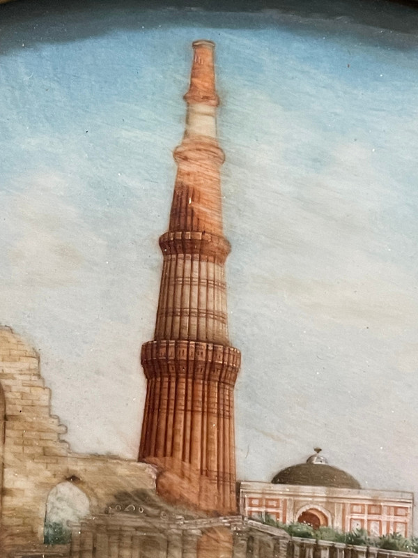 Miniature - Vue Du Qutb Minar Delhi En Inde Fin 19ème