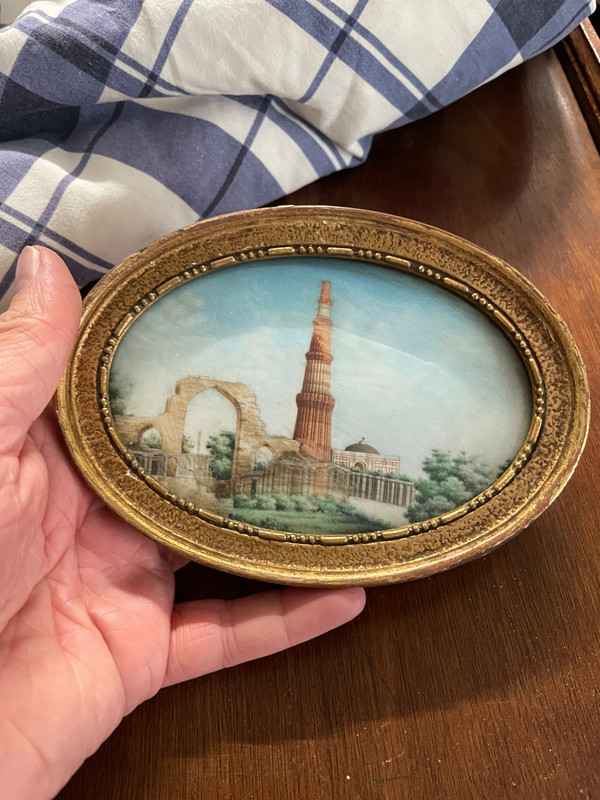 Miniature - Vue Du Qutb Minar Delhi En Inde Fin 19ème