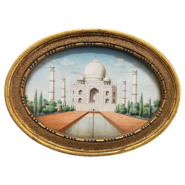 Miniatura - Veduta del Taj Mahal di Agra in India alla fine del XIX secolo