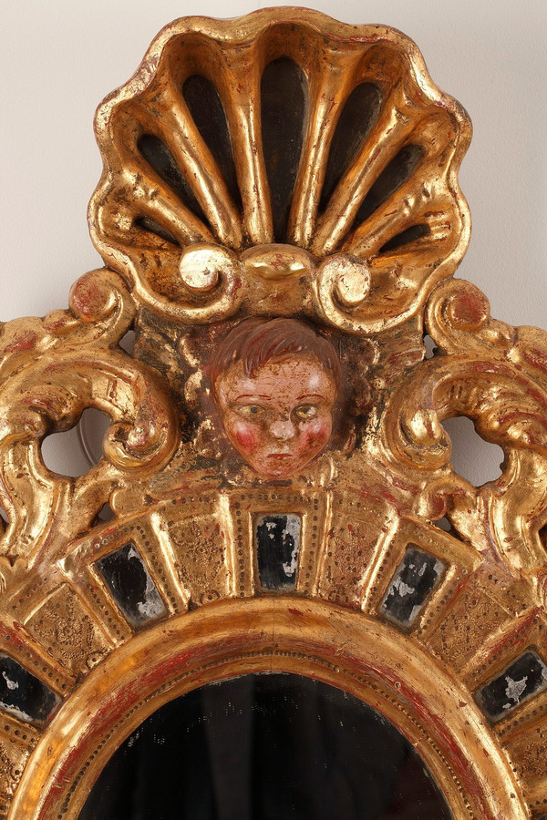 Paire de miroirs en bois doré de style vénitien 