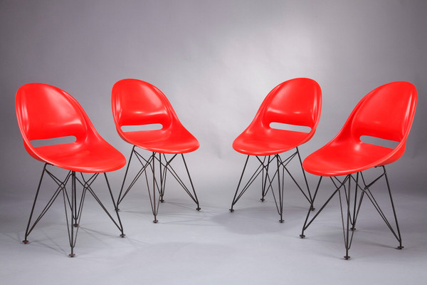 Set of four red seats