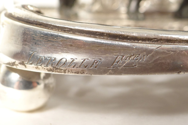 Encrier Bronze Sphère Armillaire Personnages Continents Lerolle Frères XIXè