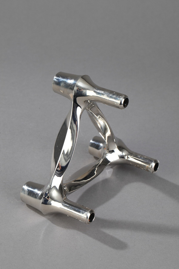 Set of 3 Chrome-Plated Metal Candlesticks by BMF