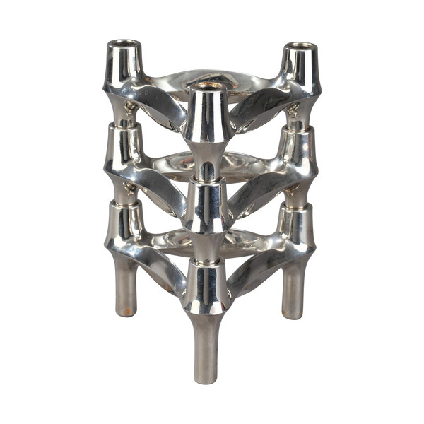 Set of 3 Chrome-Plated Metal Candlesticks by BMF