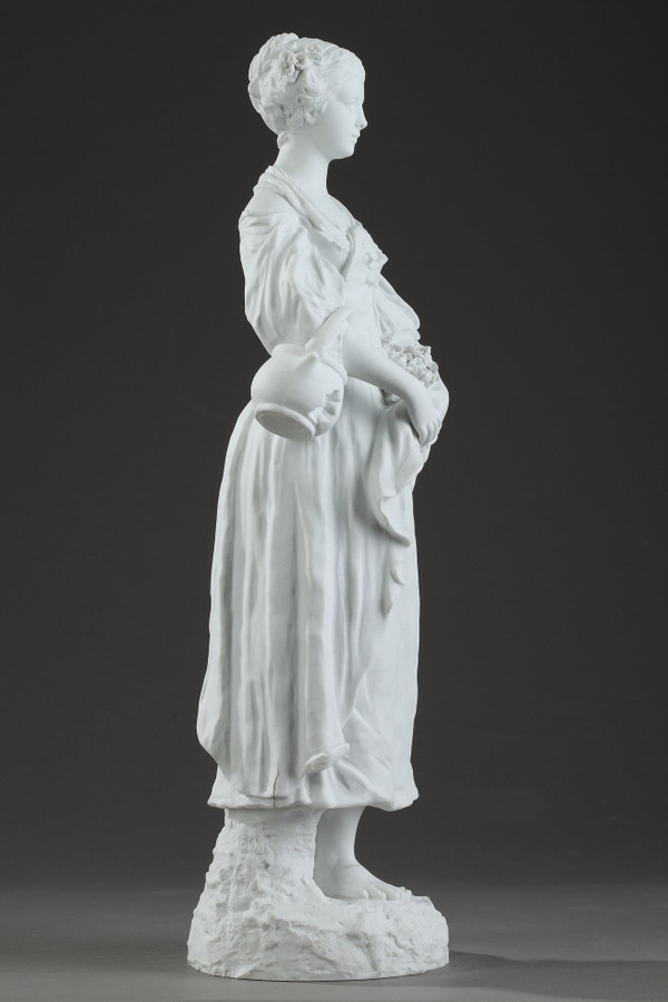 Statuetta in biscotto "Giovane ragazza con la brocca rotta", XIX secolo