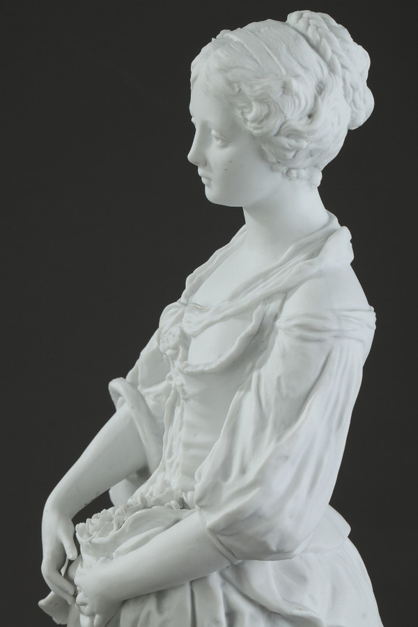 Statuetta in biscotto "Giovane ragazza con la brocca rotta", XIX secolo