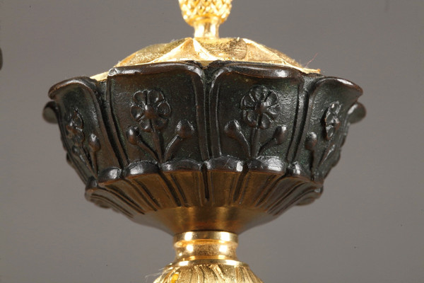 Antico scrittoio in bronzo e marmo di Siena, epoca '800