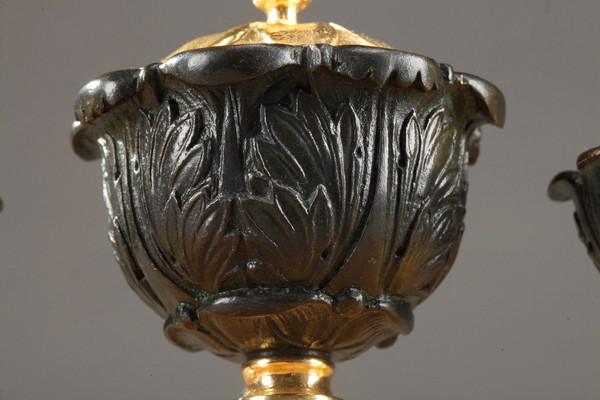 Antico scrittoio in bronzo e marmo di Siena, epoca '800