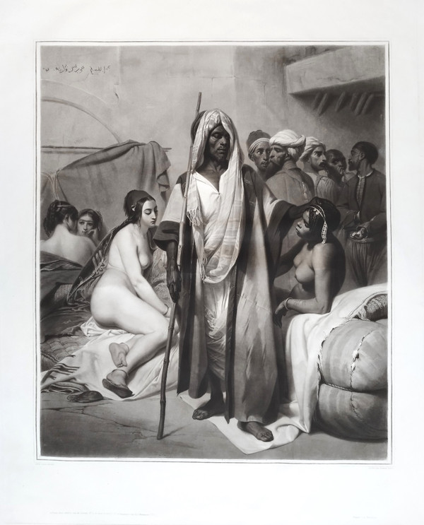 Etching Orientalist Engraving Slave Trader After Vernet Old Print