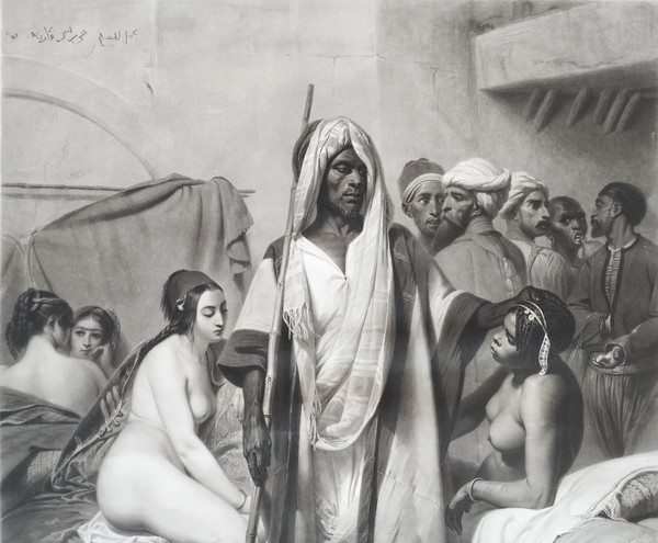 Etching Orientalist Engraving Slave Trader After Vernet Old Print