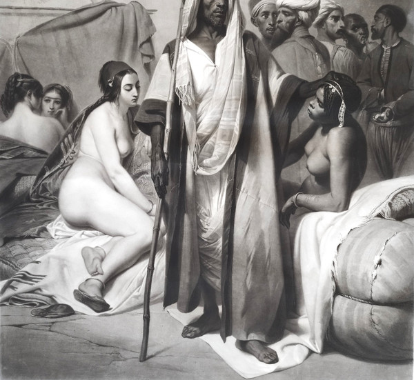 Etching Orientalist Engraving Slave Trader After Vernet Old Print