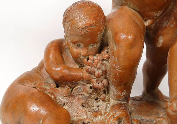 Grande Sculpture Carrier-Belleuse Terre Cuite Bacchanale Putti Dansant XIXè
