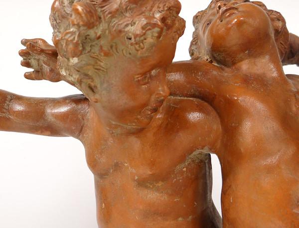 Grande Sculpture Carrier-Belleuse Terre Cuite Bacchanale Putti Dansant XIXè
