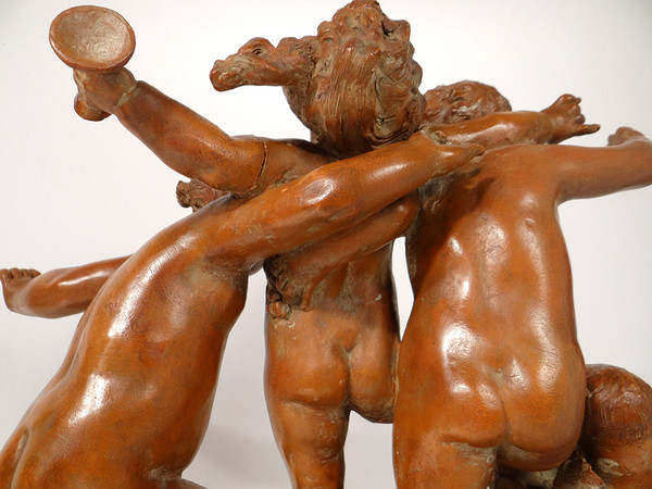 Grande Sculpture Carrier-Belleuse Terre Cuite Bacchanale Putti Dansant XIXè