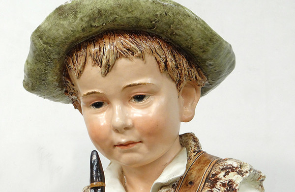 Sculptures Faïence Majolique Wilhelm Schiller Enfants Gitans Autriche 160cm