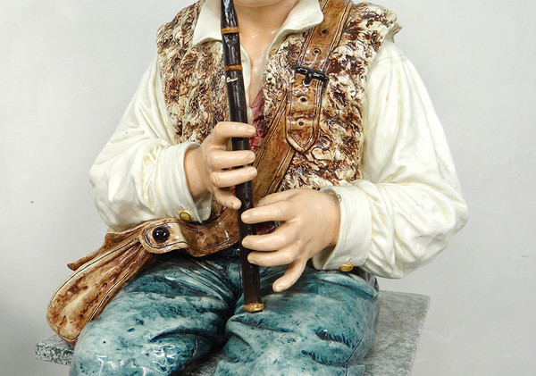 Sculptures Faïence Majolique Wilhelm Schiller Enfants Gitans Autriche 160cm
