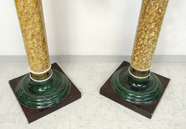 Sculptures Faïence Majolique Wilhelm Schiller Enfants Gitans Autriche 160cm