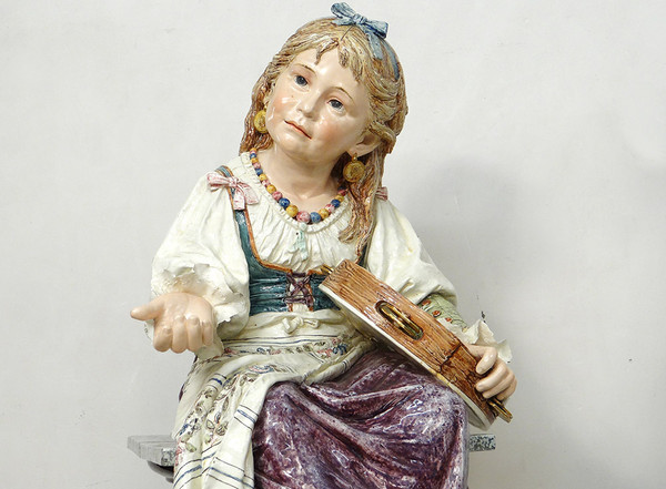 Sculptures Faïence Majolique Wilhelm Schiller Enfants Gitans Autriche 160cm