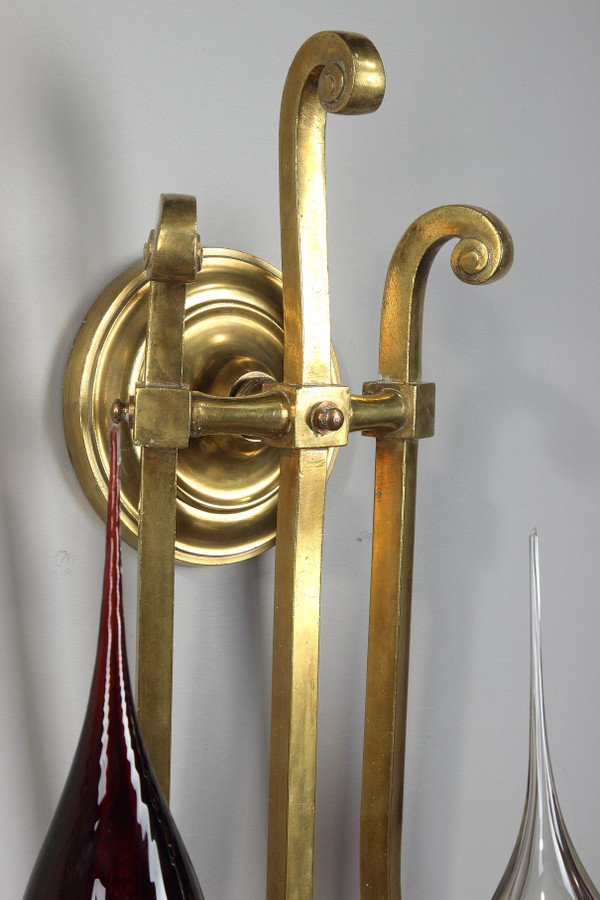Applique en laiton doré d'époque Art déco