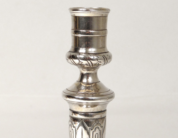 Coppia di candelieri Luigi XIV Torce comunitarie in argento e bronzo del XVII secolo