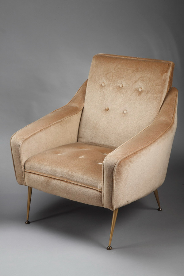 Pair of Velvet Bergere Chairs, 1950s