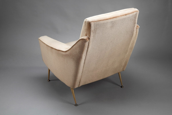 Pair of Velvet Bergere Chairs, 1950s