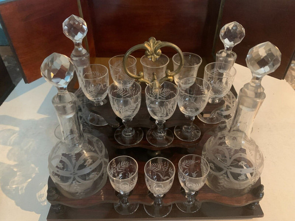 Cantina completa di liquori Boulle Scatola Napoleone III Scatola intarsiata XIX Secolo