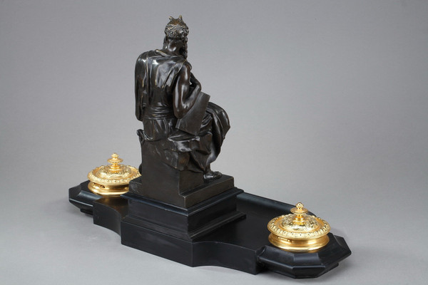 Marble Inkwell "Moses" by Michelangelo, Napoleon III Period