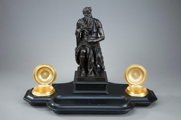 Marble Inkwell "Moses" by Michelangelo, Napoleon III Period