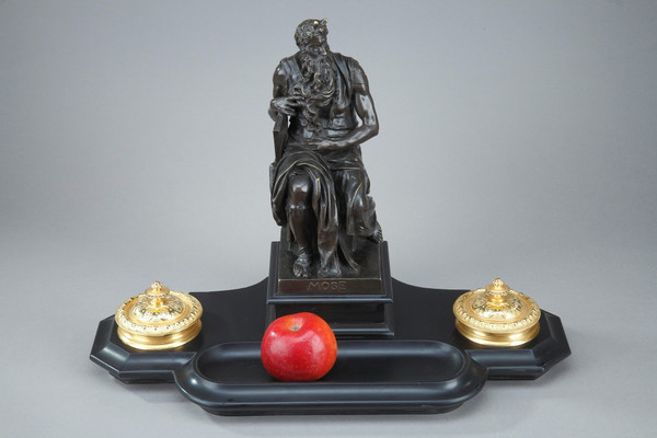 Marble Inkwell "Moses" by Michelangelo, Napoleon III Period